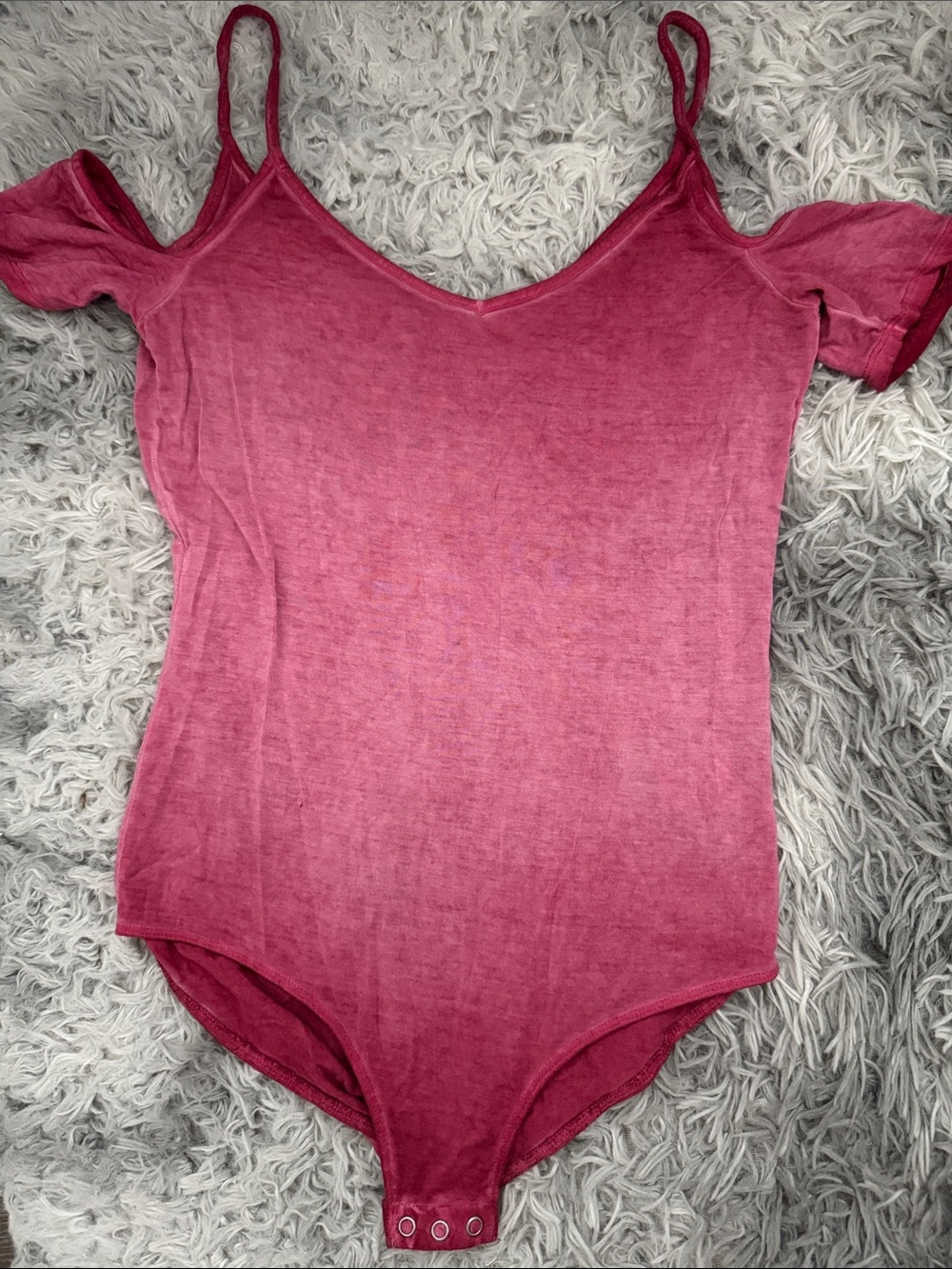 Mudd Girls Rose Pink Cold-Shoulder One-Piece Bodysuit (M)